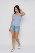 Joelle-Textured Vee Neck Tank